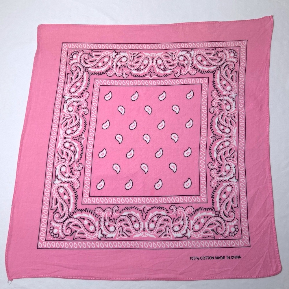 Unbranded Vintage Paisley Print 100% Cotton Square Bandana Scarf 21x21 Pink